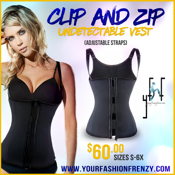 Clip and Zip Adjustable Vest 2028 Shapewear Undergarment (Waist & Full Back Coverage)